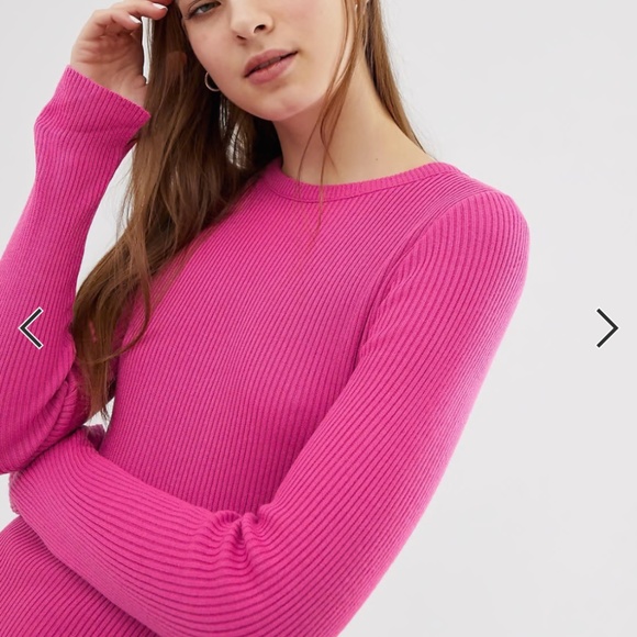 ASOS Ribbed Knit A-Line Midi Sweater Dress - Picture 2 of 12